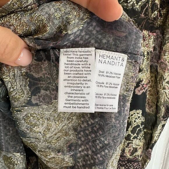 Hemant & Nandita Noor Chiffon Lurex Shirt - Picture 6 of 6